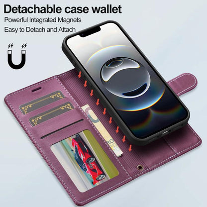 For iPhone 16e / 17e LC.IMEEKE L2 Series Detachable Magsafe PU Phone Case with Lanyard(Purple)