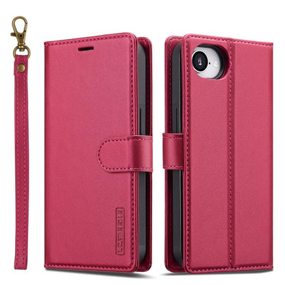 For iPhone 16e / 17e LC.IMEEKE L2 Series Detachable Magsafe PU Phone Case with Lanyard(Red)