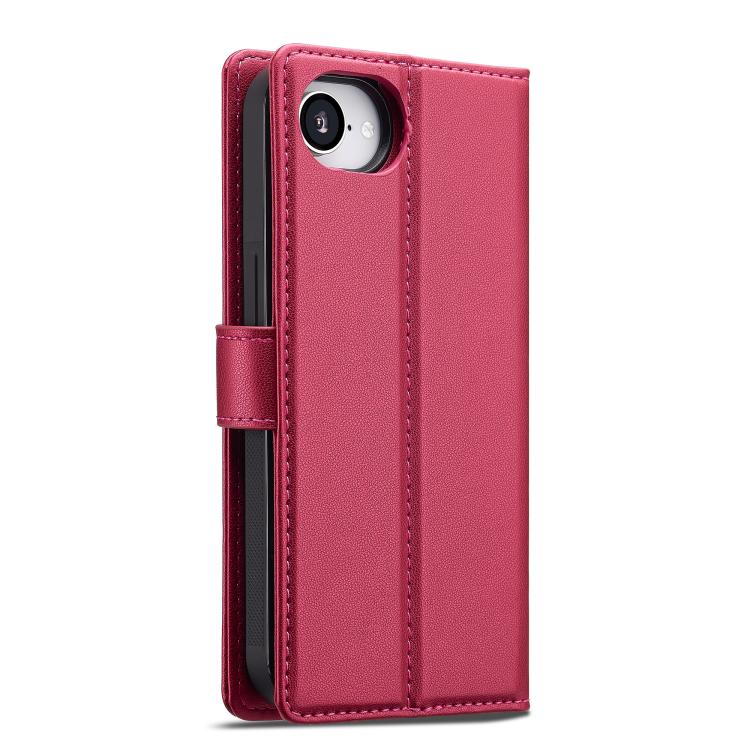 For iPhone 16e / 17e LC.IMEEKE L2 Series Detachable Magsafe PU Phone Case with Lanyard(Red)
