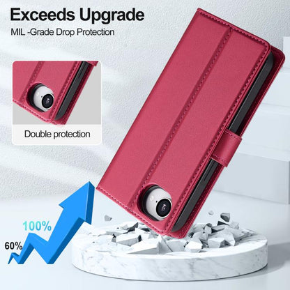 For iPhone 16e / 17e LC.IMEEKE L2 Series Detachable Magsafe PU Phone Case with Lanyard(Red)