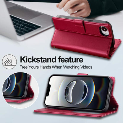 For iPhone 16e / 17e LC.IMEEKE L2 Series Detachable Magsafe PU Phone Case with Lanyard(Red)