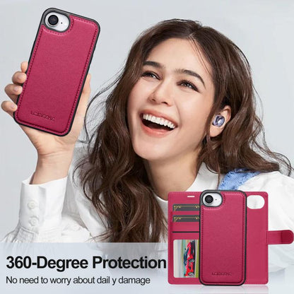 For iPhone 16e / 17e LC.IMEEKE L2 Series Detachable Magsafe PU Phone Case with Lanyard(Red)