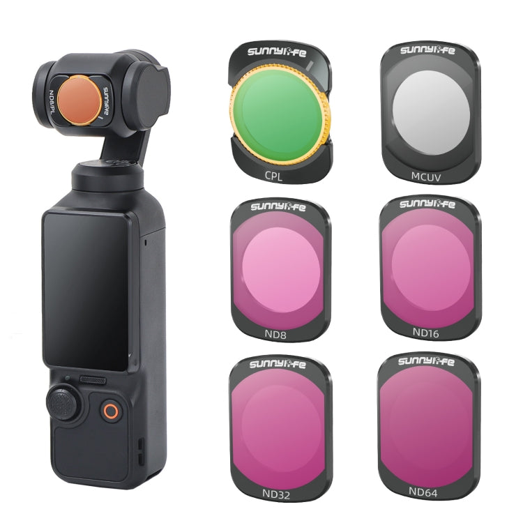 Pour filtre magnétique en métal Sunnylife pour objectif DJI Osmo Pocket 3, sans impact sur la réinitialisation du cardan, filtre : UV CPL ND8-64 (6 en 1)