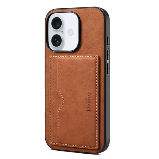 Pour iPhone 16 Denior D08 Étui de téléphone en PU avec fente pour carte unique (marron)