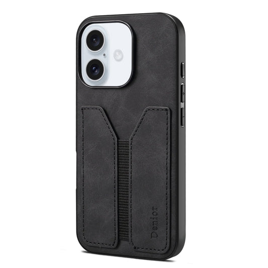 Pour iPhone 16 Denior D07 DV Fente pour carte élastique Housse de téléphone en cuir PU (Noir)
