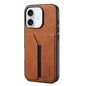 For iPhone 16 Denior D07 DV Elastic Card Slot PU Back Cover Phone Case(Brown)