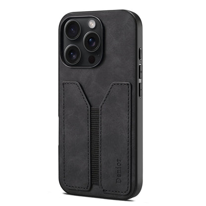 Pour iPhone 16 Pro Denior D07 DV Étui de téléphone à rabat en cuir PU avec fente pour carte élastique (Noir)