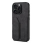 Pour iPhone 16 Pro Denior D07 DV Étui de téléphone à rabat en cuir PU avec fente pour carte élastique (Noir)