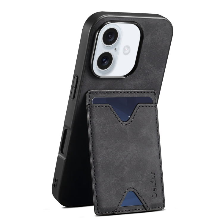 Pour iPhone 16 Denior D06 Étui de protection en cuir PU avec porte-cartes (noir)