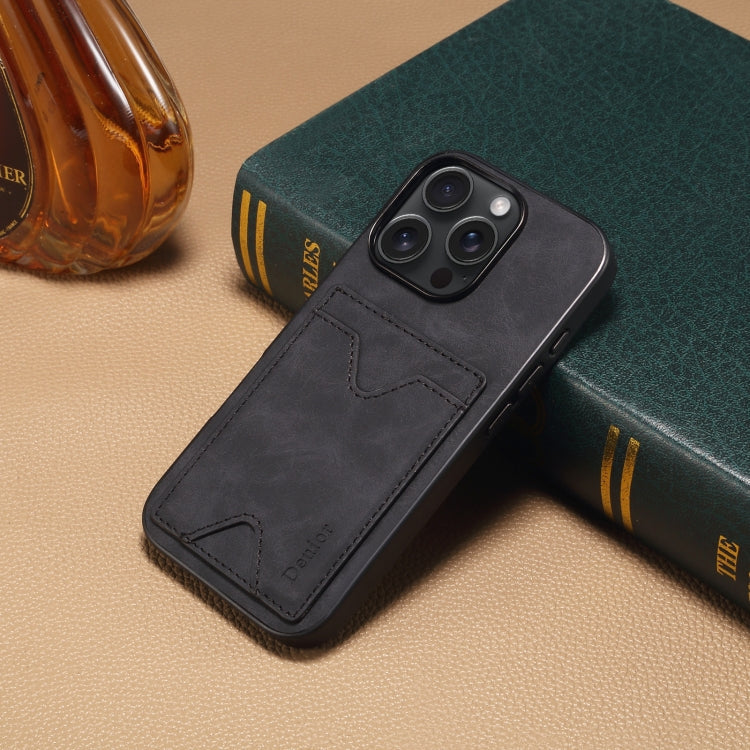 Pour iPhone 16 Denior D06 Étui de protection en cuir PU avec porte-cartes (noir)