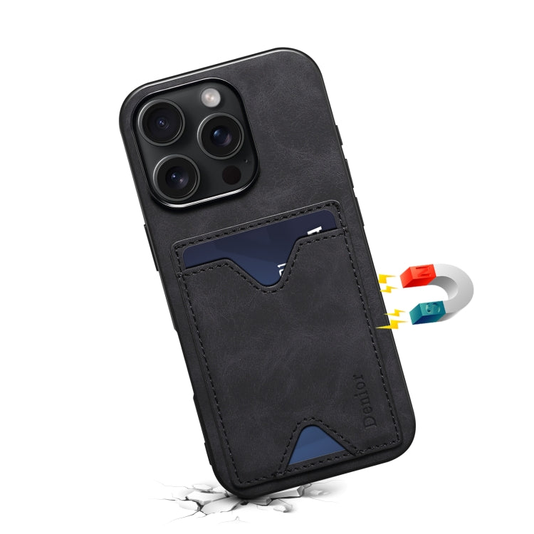 Pour iPhone 16 Denior D06 Étui de protection en cuir PU avec porte-cartes (noir)