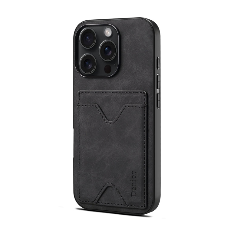 Pour iPhone 16 Denior D06 Étui de protection en cuir PU avec porte-cartes (noir)