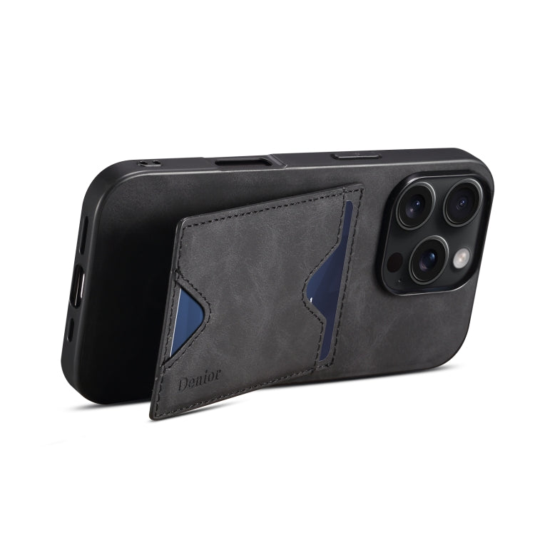 Pour iPhone 16 Denior D06 Étui de protection en cuir PU avec porte-cartes (noir)