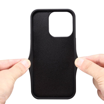 For iPhone 16 Pro Denior D06 PU Back Cover Card Slot Holder Phone Case(Black)