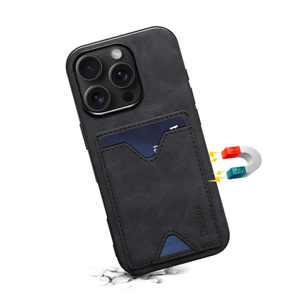 For iPhone 16 Pro Denior D06 PU Back Cover Card Slot Holder Phone Case(Black)