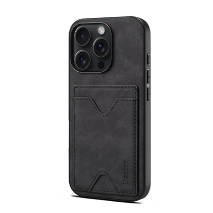 For iPhone 16 Pro Denior D06 PU Back Cover Card Slot Holder Phone Case(Black)