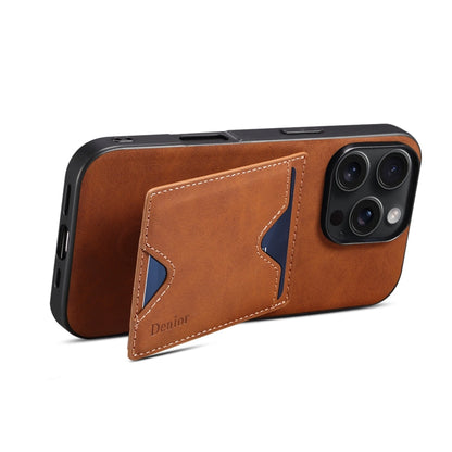 For iPhone 16 Pro Denior D06 PU Back Cover Card Slot Holder Phone Case(Brown)