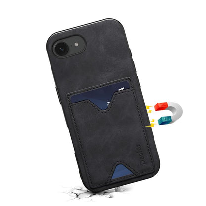 Pour iPhone 17e / 16e Denior D06 PU Coque Arrière Porte-carte Étui Téléphone (Noir)