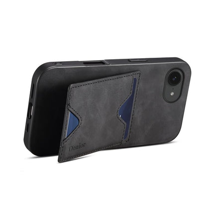 Pour iPhone 17e / 16e Denior D06 PU Coque Arrière Porte-carte Étui Téléphone (Noir)