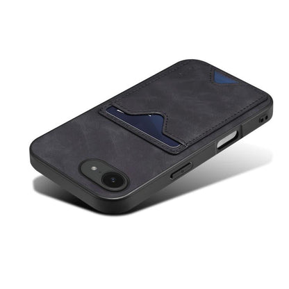 Pour iPhone 17e / 16e Denior D06 PU Coque Arrière Porte-carte Étui Téléphone (Noir)