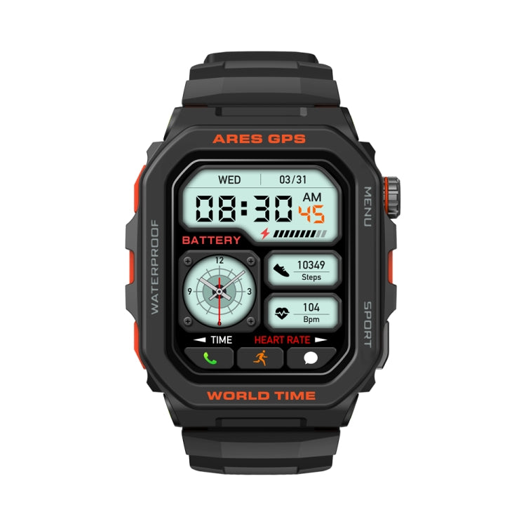 Zeblaze Ares GPS Montre Connectée Robuste GPS, Prise en Charge de la Fréquence Cardiaque / Oxymètre de Pouls Sanguin (Noir Lave)