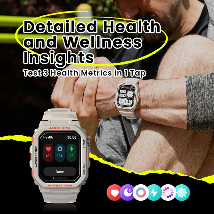 Zeblaze Ares GPS Montre Connectée Robuste GPS, Prise en Charge de la Fréquence Cardiaque / Oxymètre de Pouls Sanguin (Noir Lave)