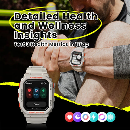 Zeblaze Ares GPS Montre Connectée Robuste GPS, Prise en Charge de la Fréquence Cardiaque / Oxymètre de Pouls Sanguin (Noir Lave)