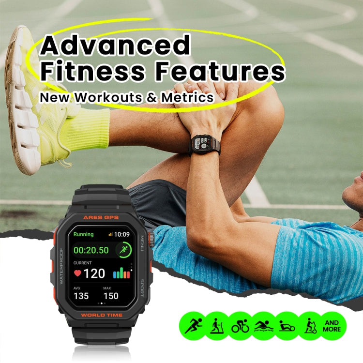 Zeblaze Ares GPS Montre Connectée Robuste GPS, Prise en Charge de la Fréquence Cardiaque / Oxymètre de Pouls Sanguin (Noir Lave)