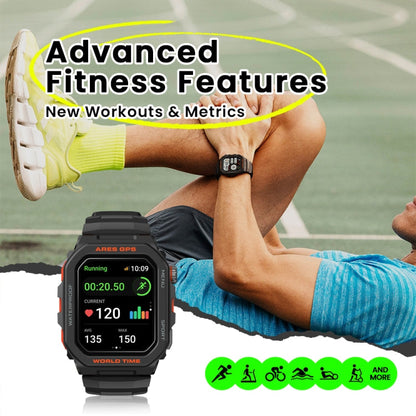 Zeblaze Ares GPS Montre Connectée Robuste GPS, Prise en Charge de la Fréquence Cardiaque / Oxymètre de Pouls Sanguin (Noir Lave)