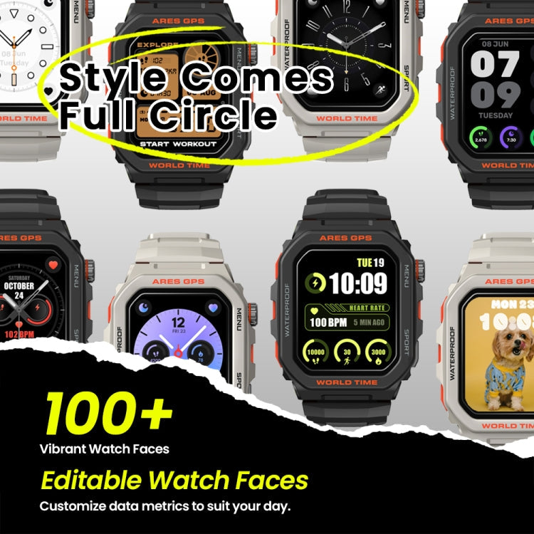 Zeblaze Ares GPS Montre Connectée Robuste GPS, Prise en Charge de la Fréquence Cardiaque / Oxymètre de Pouls Sanguin (Noir Lave)
