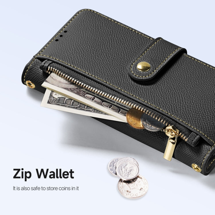 For iPhone 16 Pro Max DUX DUCIS Lawa Series 2 in 1 Wallet Zipper Detachable MagSafe Phone Case with Lanyard(Black)