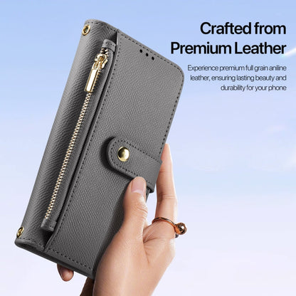 For iPhone 16 Pro Max DUX DUCIS Lawa Series 2 in 1 Wallet Zipper Detachable MagSafe Phone Case with Lanyard(Grey)