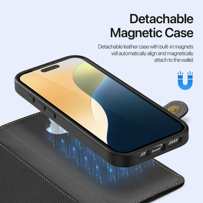 For iPhone 16 Plus DUX DUCIS Lawa Series 2 in 1 Wallet Zipper Detachable MagSafe Phone Case with Lanyard(Black)