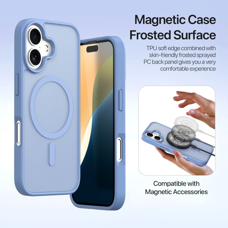 Pour iPhone 16 Plus DUX DUCIS Série Lawa Étui portefeuille zippé 2 en 1 détachable MagSafe avec cordon (Bleu clair)