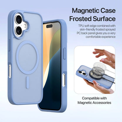 Pour iPhone 16 Plus DUX DUCIS Série Lawa Étui portefeuille zippé 2 en 1 détachable MagSafe avec cordon (Bleu clair)