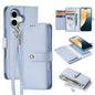 For iPhone 16 DUX DUCIS Lawa Series 2 in 1 Wallet Zipper Detachable MagSafe Phone Case with Lanyard(Light Blue)