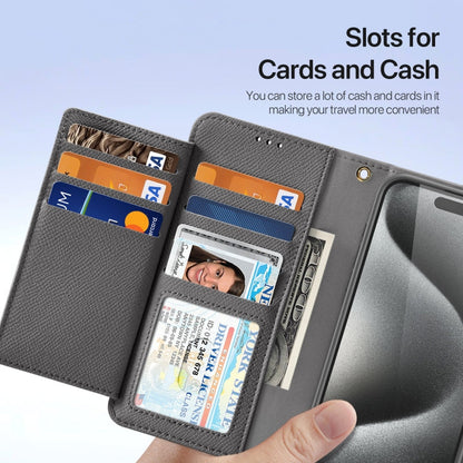 For iPhone 15 Pro Max DUX DUCIS Lawa Series 2 in 1 Wallet Zipper Detachable MagSafe Phone Case with Lanyard(Grey)