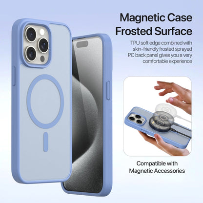 For iPhone 15 Pro Max DUX DUCIS Lawa Series 2 in 1 Wallet Zipper Detachable MagSafe Phone Case with Lanyard(Light Blue)