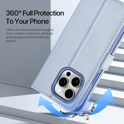 For iPhone 15 Pro DUX DUCIS Lawa Series 2 in 1 Wallet Zipper Detachable MagSafe Phone Case with Lanyard(Light Blue)