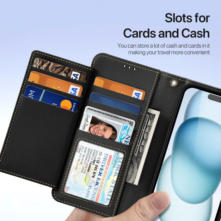 For iPhone 15 Plus DUX DUCIS Lawa Series 2 in 1 Wallet Zipper Detachable MagSafe Phone Case with Lanyard(Black)