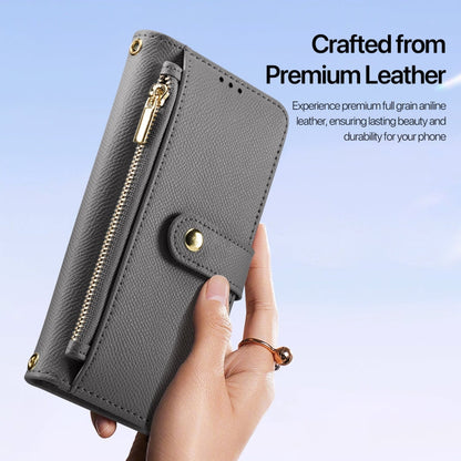 For iPhone 15 Plus DUX DUCIS Lawa Series 2 in 1 Wallet Zipper Detachable MagSafe Phone Case with Lanyard(Grey)