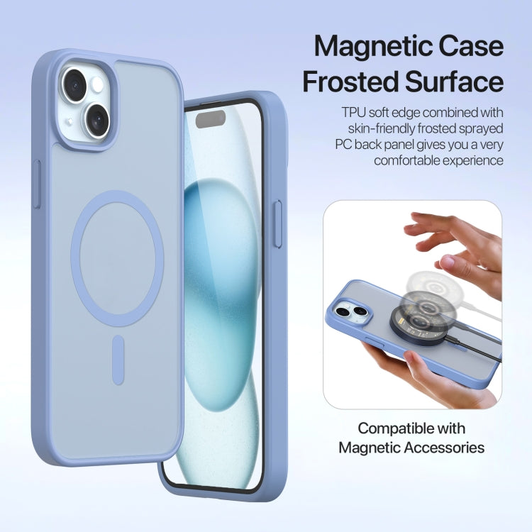 For iPhone 15 Plus DUX DUCIS Lawa Series 2 in 1 Wallet Zipper Detachable MagSafe Phone Case with Lanyard(Light Blue)