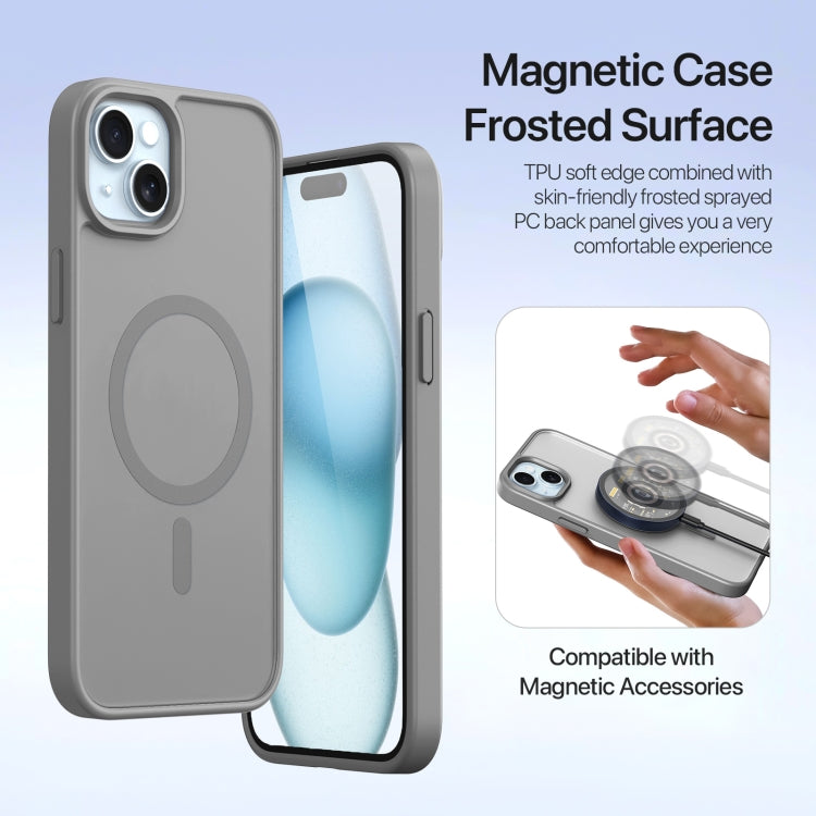 For iPhone 15 DUX DUCIS Lawa Series 2 in 1 Wallet Zipper Detachable MagSafe Phone Case with Lanyard(Grey)