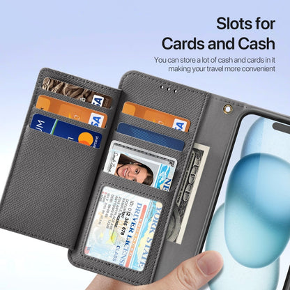 For iPhone 15 DUX DUCIS Lawa Series 2 in 1 Wallet Zipper Detachable MagSafe Phone Case with Lanyard(Grey)