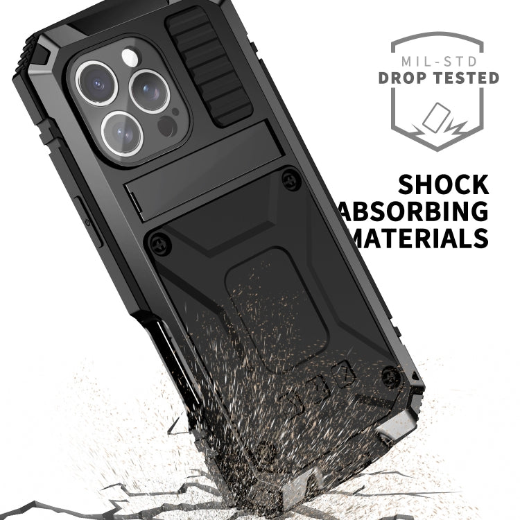 For iPhone 16 Pro Max R-JUST Life Waterproof Dustproof Shockproof Phone Case(Black)