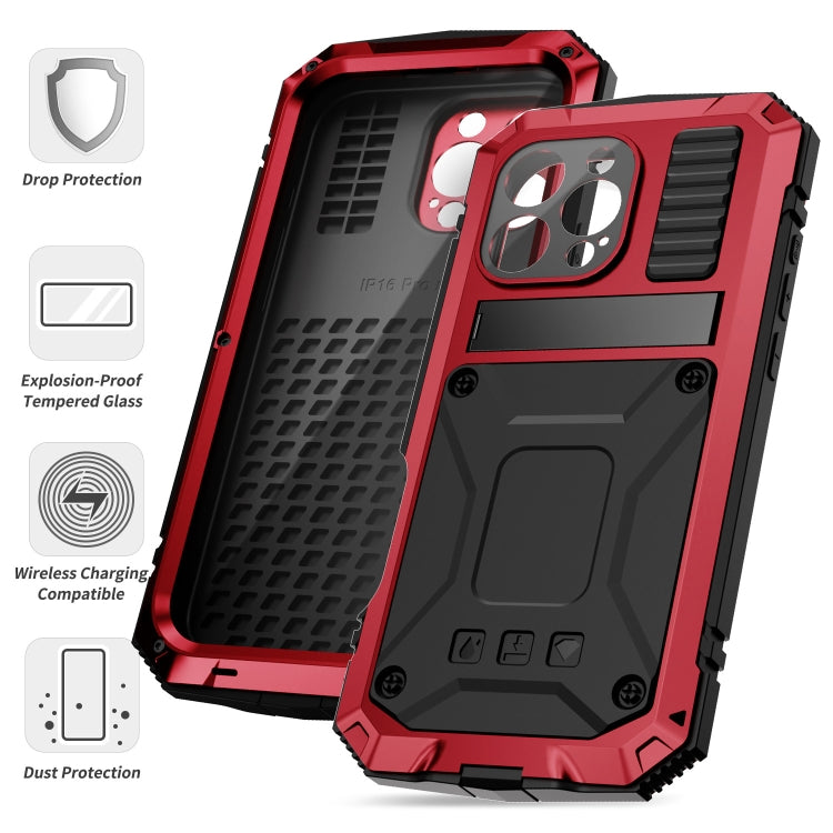For iPhone 16 Pro Max R-JUST Life Waterproof Dustproof Shockproof Phone Case(Red)