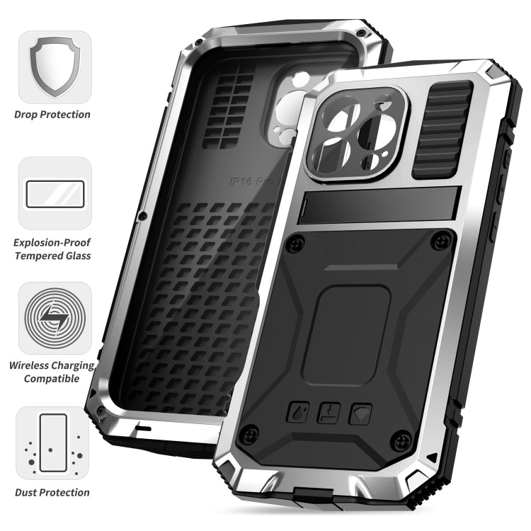 For iPhone 16 Pro R-JUST Life Waterproof Dustproof Shockproof Phone Case(Silver)