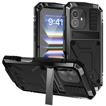 Pour iPhone 16 Plus Coque de Téléphone R-JUST Étanche à la Poussière et aux Chocs (Noir)