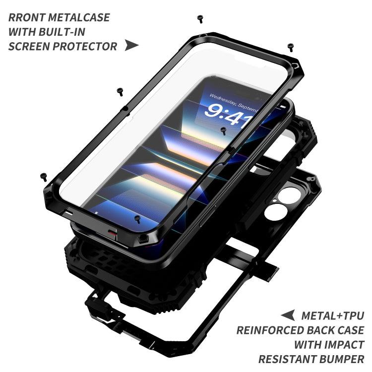 For iPhone 16 R-JUST Life Waterproof Dustproof Shockproof Phone Case(Black)