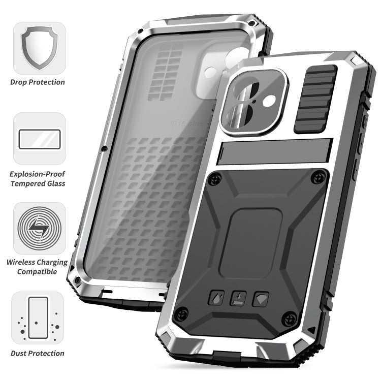 For iPhone 16 R-JUST Life Waterproof Dustproof Shockproof Phone Case(Silver)